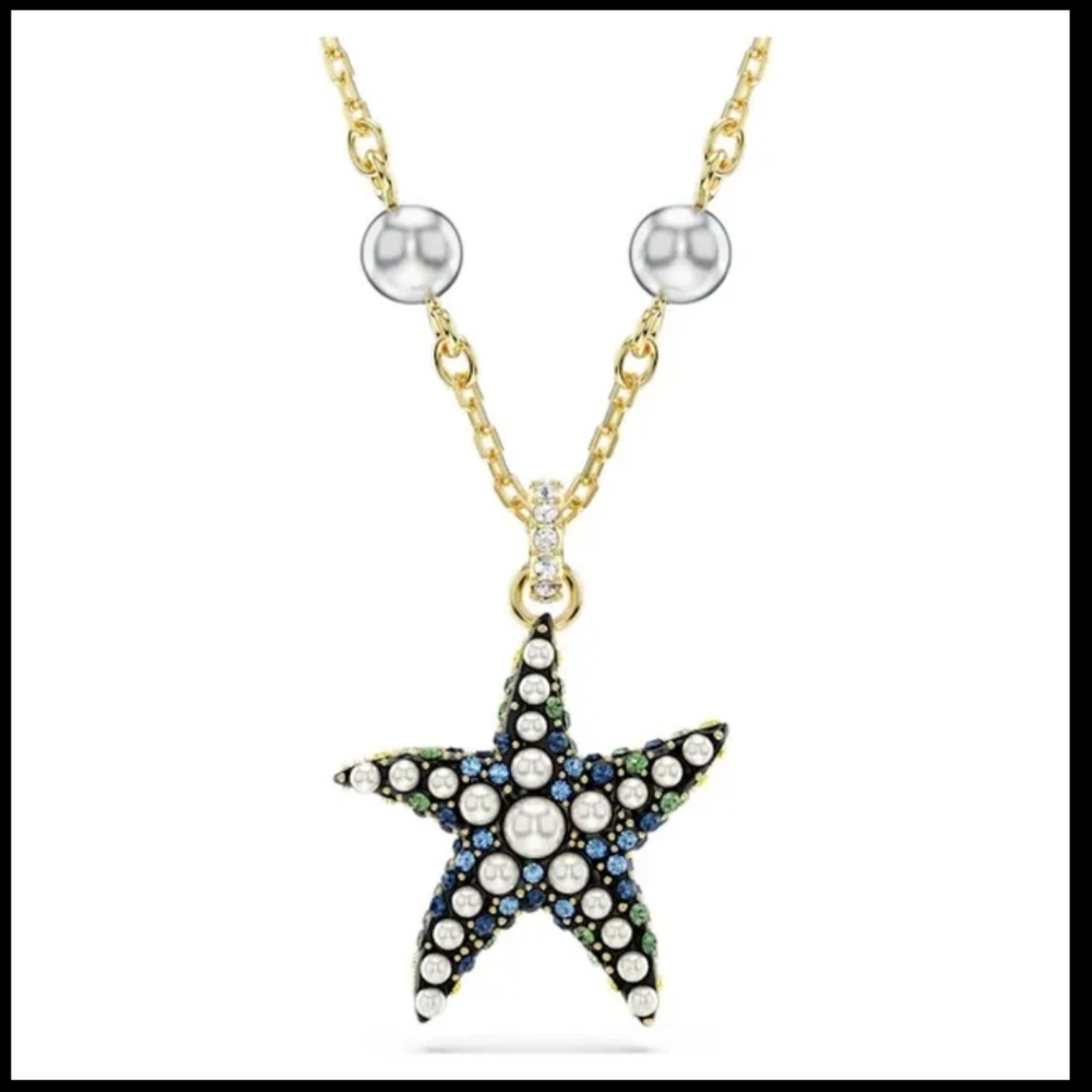 🦋NWT Idyllia Starfish Crystal and Pearl Short Pendant Necklace